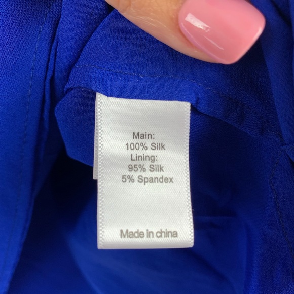 St. John Cobalt Blue Silk Poncho Batwing Bead Top - Picture 7 of 8